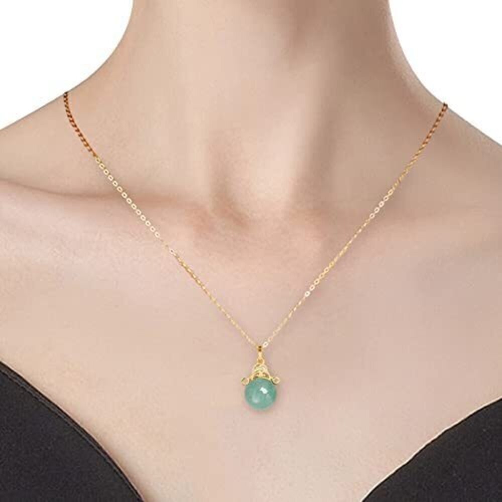 8916 Jade Buddha Necklace, 925 Sterling Silver, 18K Gold Plated, Jade